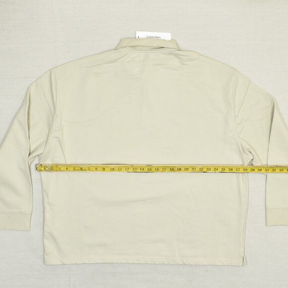 New Calvin Klein Men's 1/4 Zip Pullover Sweater Collared Beige Size 2XL Cotton - Picture 4 of 8